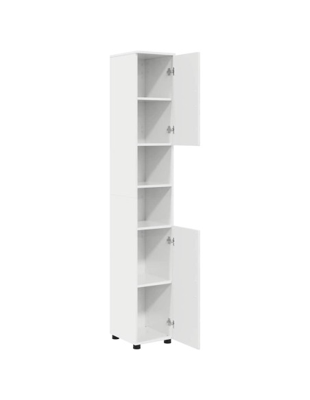 Mobiletto bagno alto con porta Bianco lucido 30 x 35 x 192 cm
