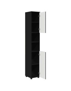 Mobiletto bagno alto Nero 30 x 35 x 192 cm Legno multistrato