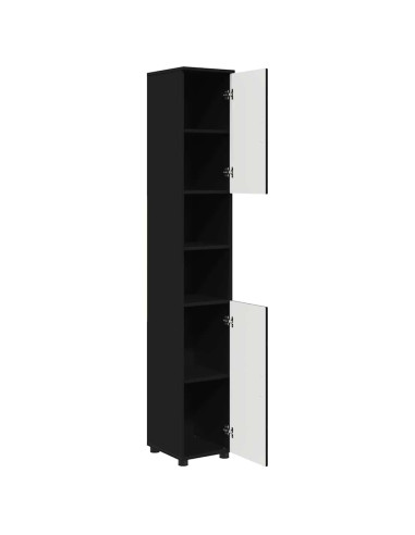 Mobile da Bagno con archiviazione Nero 30 x 35 x 192 cm