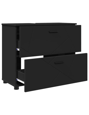 Mobile da Bagno con cassetto con porta Nero 76,5 x 35 x 64 cm