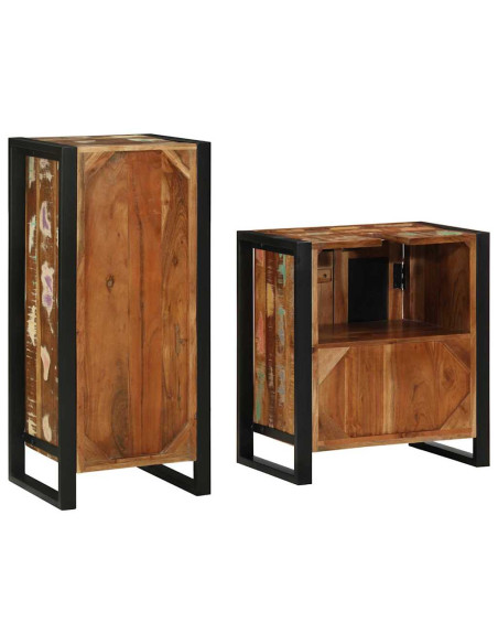 Set di mobili per il bagno con porta legno massello di riciclo