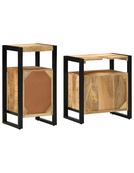 Set di mobili per il bagno 2 pcs Legno di mango solido e grezzo