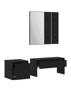 Set mobili da ingresso 3 pcs Rovere nero 80 x 31 x 40 cm
