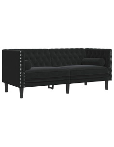 Divano per Soggiorno 2 pcs Nero 194 x 74,5 x 70,5 cm Velluto