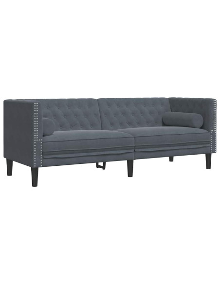 Set di divani 2 pcs Grigio scuro Velluto