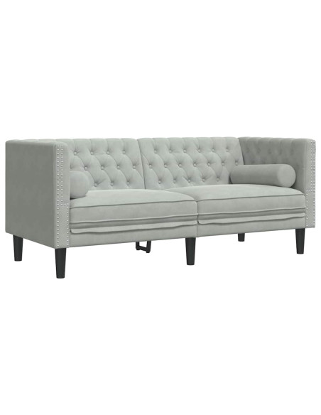 Set di divani 2 pcs Grigio chiaro Velluto