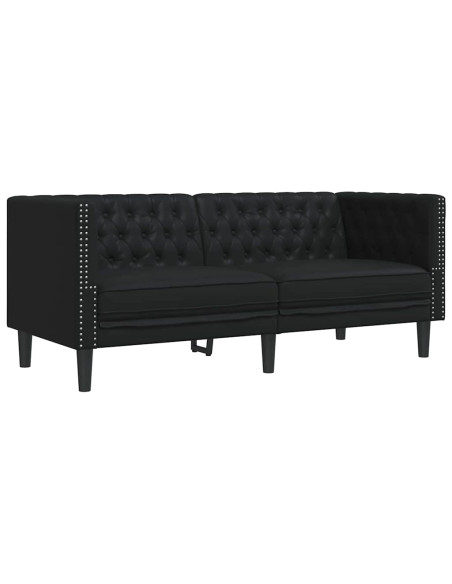 Set di divani 2 pcs Nero 194 x 74.5 x 70.5 cm Pelle sintetica