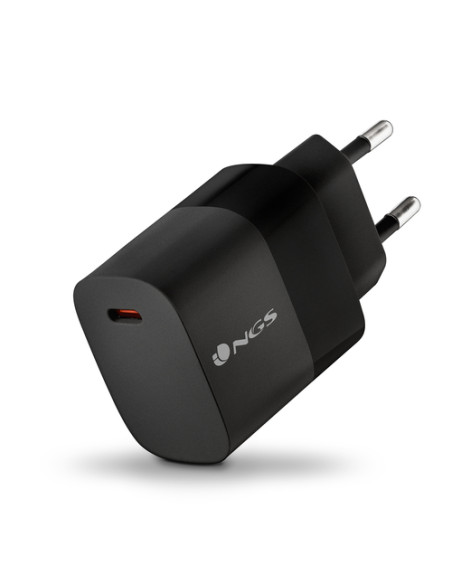 NGS CARICATORE DA PARETE ULTRAVELOCE DA 20W USB-C TYPE C, NERO