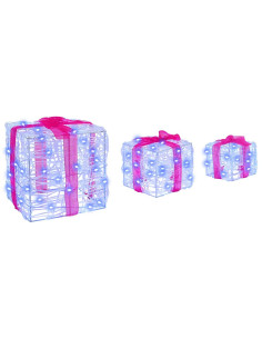 Scatola Regalo con 60 LED 3 pcs Blu 20 x 20 x 20 cm Acrilico