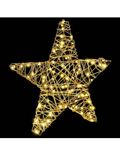 Stella 3D con 50 LED Bianco caldo 55 x 52.5 x 9 cm Rattan