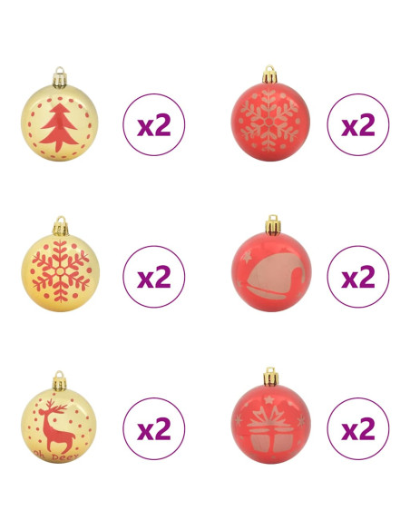 Set di Palle di Natale 40 pcs Oro e Rosso
