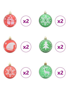 Set di Palle di Natale 40 pcs Rosso e Verde