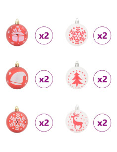Set di Palle di Natale 40 pcs Rosso e Bianco