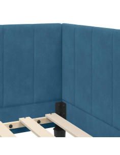 Cornice del letto ad angolo Blu 80 x 200 cm Velluto 2