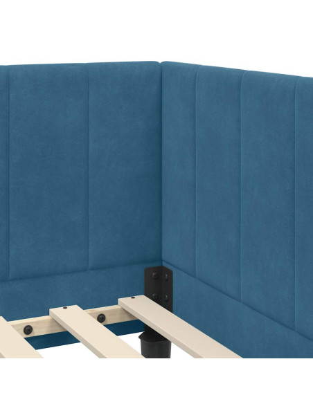 Cornice del letto ad angolo Blu 80 x 200 cm Velluto