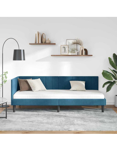 Cornice del letto ad angolo Blu 80 x 200 cm Velluto