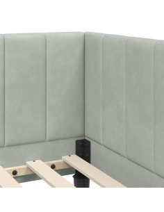 Cornice del letto ad angolo Grigio chiaro 80 x 200 cm Velluto 2