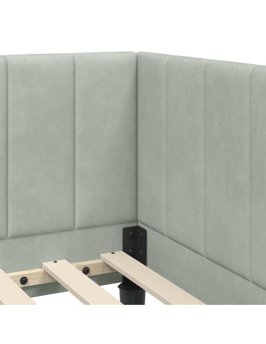 Cornice del letto ad angolo Grigio chiaro 80 x 200 cm Velluto