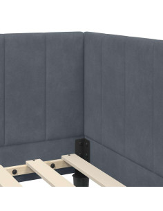 Cornice del letto ad angolo Grigio scuro 80 x 200 cm Velluto 2