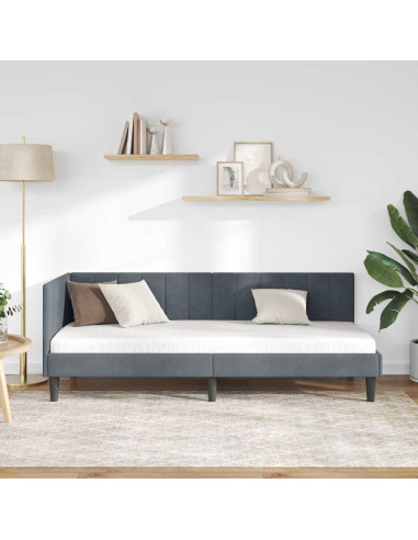 Cornice del letto ad angolo Grigio scuro 80 x 200 cm Velluto