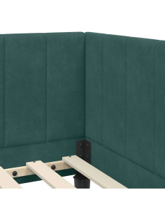 Cornice del letto ad angolo Verde scuro 80 x 200 cm Velluto 2