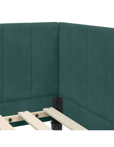 Cornice del letto ad angolo Verde scuro 80 x 200 cm Velluto