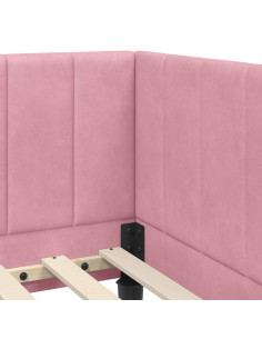 Cornice del letto ad angolo Rosa 80 x 200 cm Velluto 2