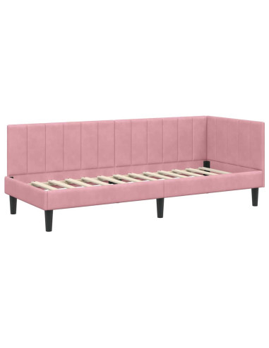 Cornice del letto ad angolo Rosa 80 x 200 cm Velluto