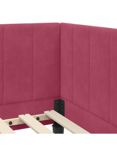 Cornice del letto ad angolo Rosso vino 80 x 200 cm Velluto 2