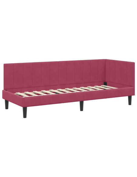 Cornice del letto ad angolo Rosso vino 80 x 200 cm Velluto