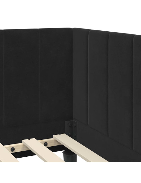 Cornice del letto ad angolo Nero 80 x 200 cm Velluto