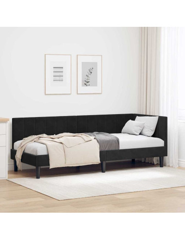 Cornice del letto ad angolo Nero 80 x 200 cm Velluto