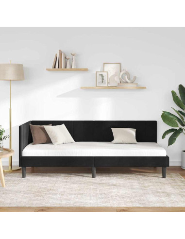 Cornice del letto ad angolo Nero 80 x 200 cm Velluto