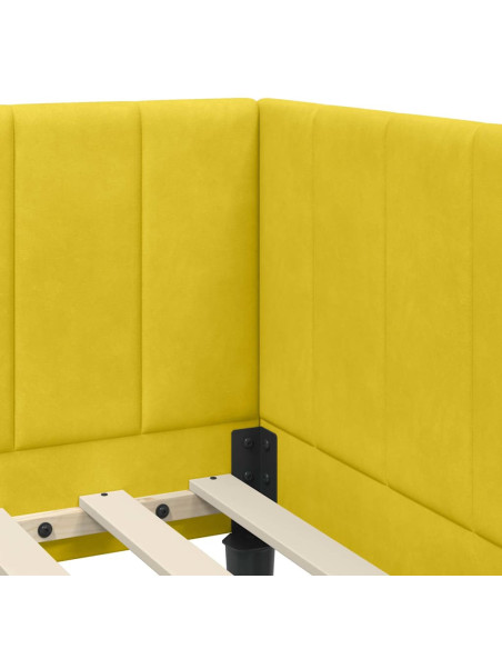 Cornice del letto ad angolo Giallo 80 x 200 cm Velluto