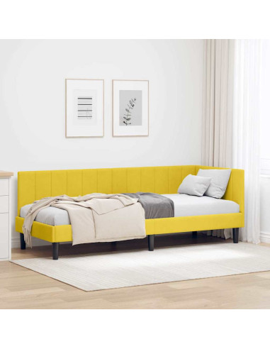 Cornice del letto ad angolo Giallo 80 x 200 cm Velluto