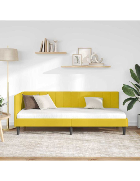Cornice del letto ad angolo Giallo 80 x 200 cm Velluto