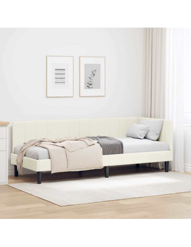 Cornice del letto ad angolo Crema 80 x 200 cm Velluto