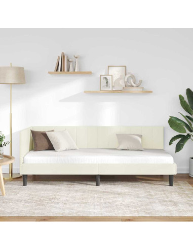 Cornice del letto ad angolo Crema 80 x 200 cm Velluto