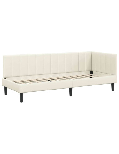 Cornice del letto ad angolo Crema 80 x 200 cm Velluto