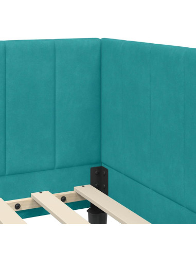 Cornice del letto ad angolo Turchese 80 x 200 cm Velluto