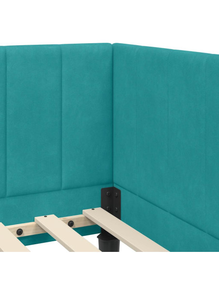 Cornice del letto ad angolo Turchese 80 x 200 cm Velluto