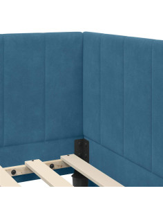 Cornice del letto ad angolo Blu 90 x 190 cm Velluto 2