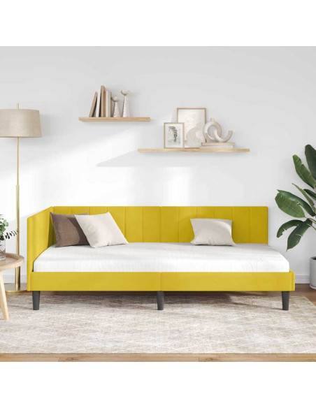 Cornice del letto ad angolo Giallo 90 x 190 cm Velluto