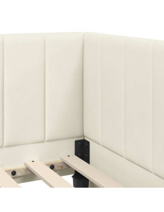 Cornice del letto ad angolo Crema 90 x 190 cm Velluto 2