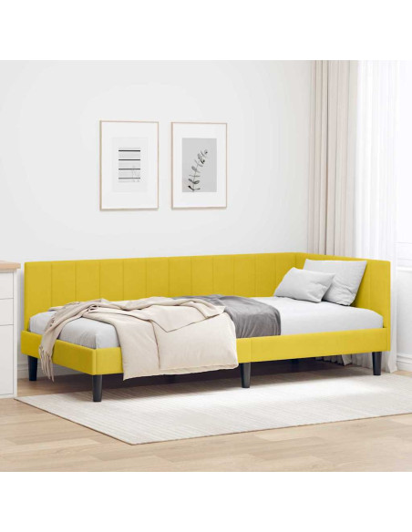 Cornice del letto ad angolo Giallo 90 x 200 cm Velluto