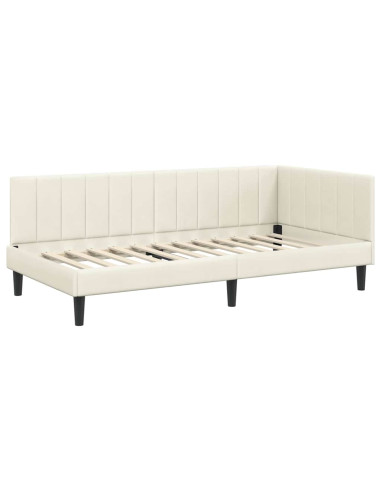 Cornice del letto ad angolo Crema 90 cm x 200 cm Velluto