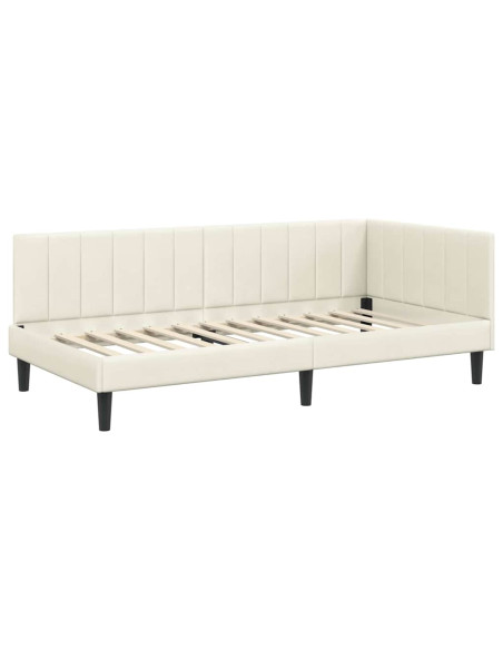 Cornice del letto ad angolo Crema 90 x 200 cm Velluto