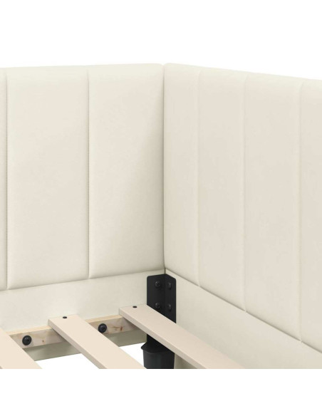 Cornice del letto ad angolo Crema 100 x 200 cm Velluto