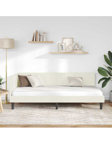 Cornice del letto ad angolo Crema 100 x 200 cm Velluto