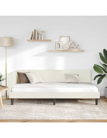 Cornice del letto ad angolo Crema 100 x 200 cm Velluto